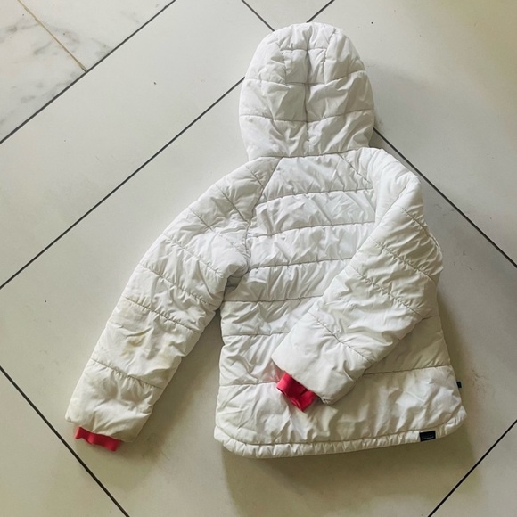 White Hooded Puffer Jacket with Pink Accents - Picture 2 of 2